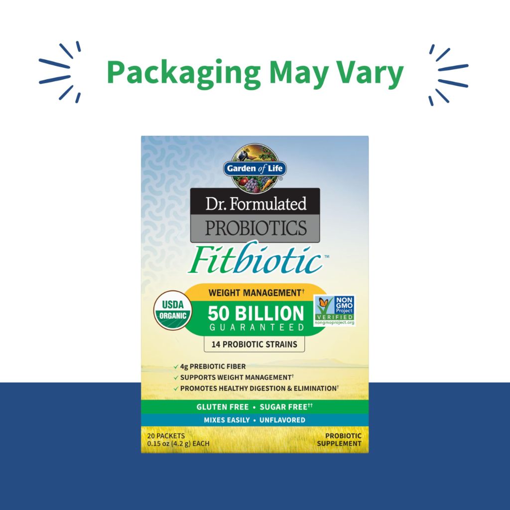 Garden of Life Dr. Formulated Probiotics Fitbiotic Weight Management Powder, 20 Packets