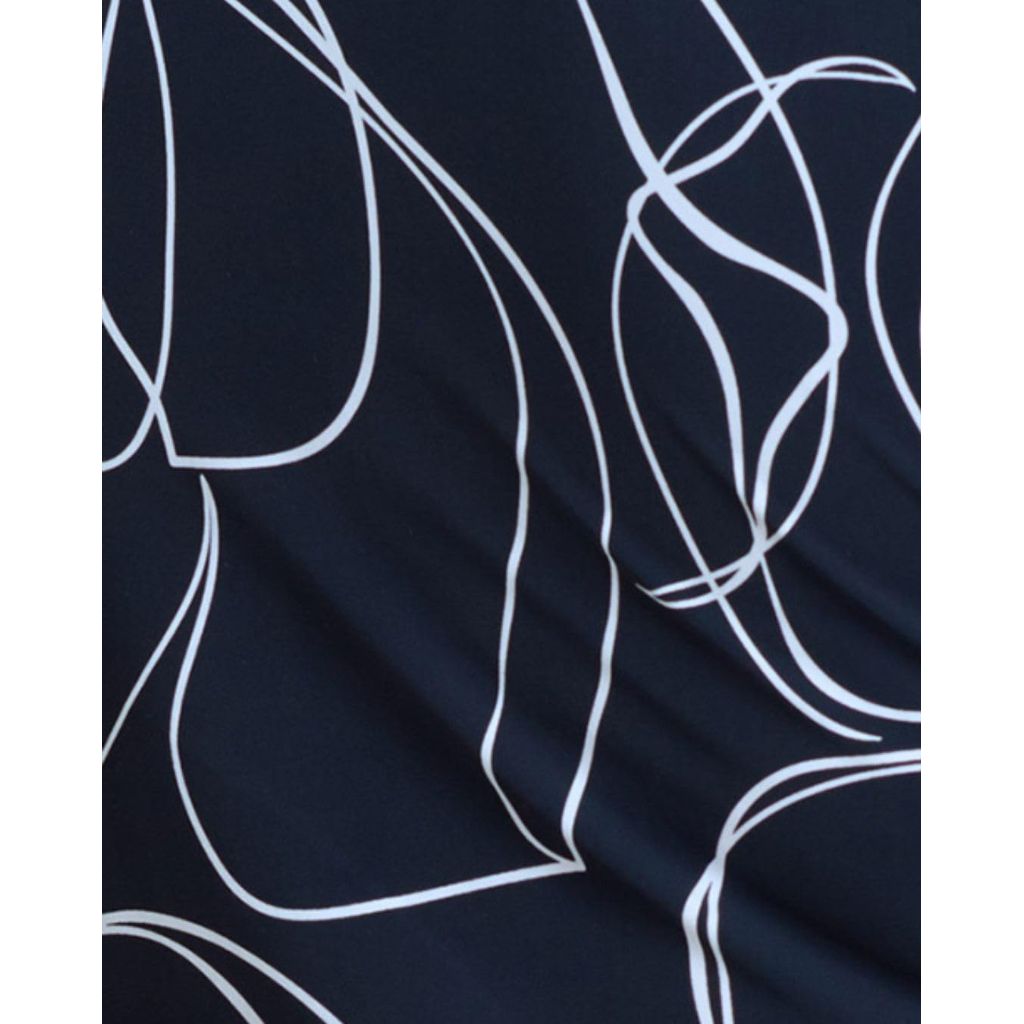 SZ L, Gottex Modest Women's Faux Wrap Pull-On Skirt with Adjustable Tie and Flattering Draped Design Black/White
