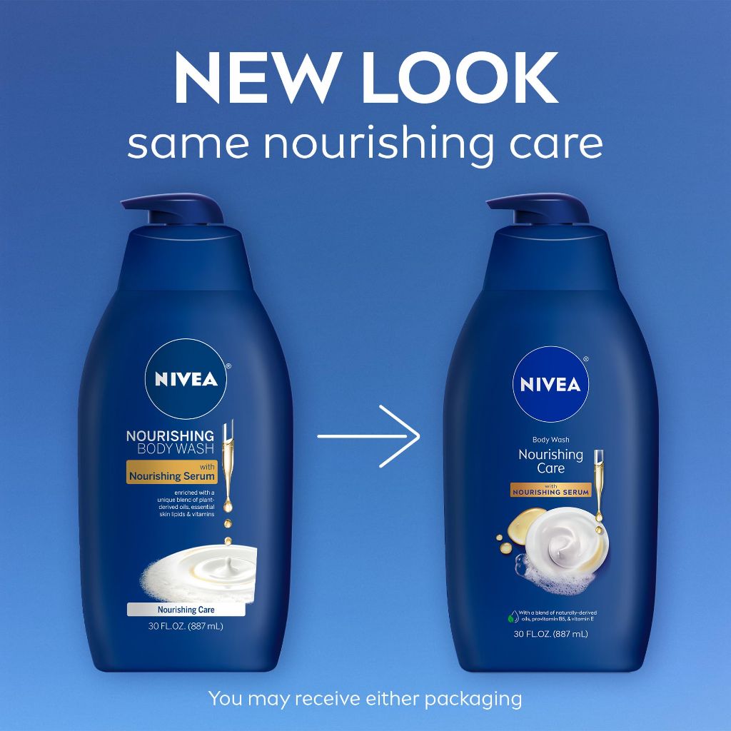 NIVEA Nourishing Care Body Wash, 30 Fl Oz Bottle
