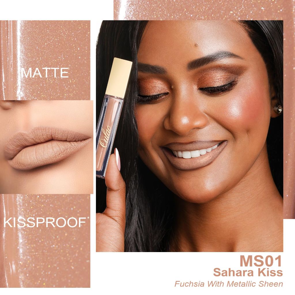 Oulac Matte Liquid Nude Lipstick for Women, Beige Brown 4.5ml (MS01)