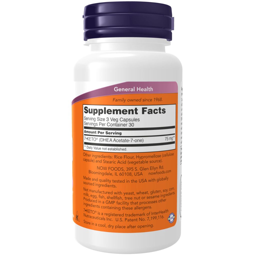 NOW Foods Supplements, 7-Keto (DHEA Acetate-7-one) 25 mg, Weight Management - 90 Veg Capsules