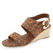 Aerosoles Women's WORTH Wedge Heel Slingback Sandal, Leopard Metallic Faux Suede, 5.5M