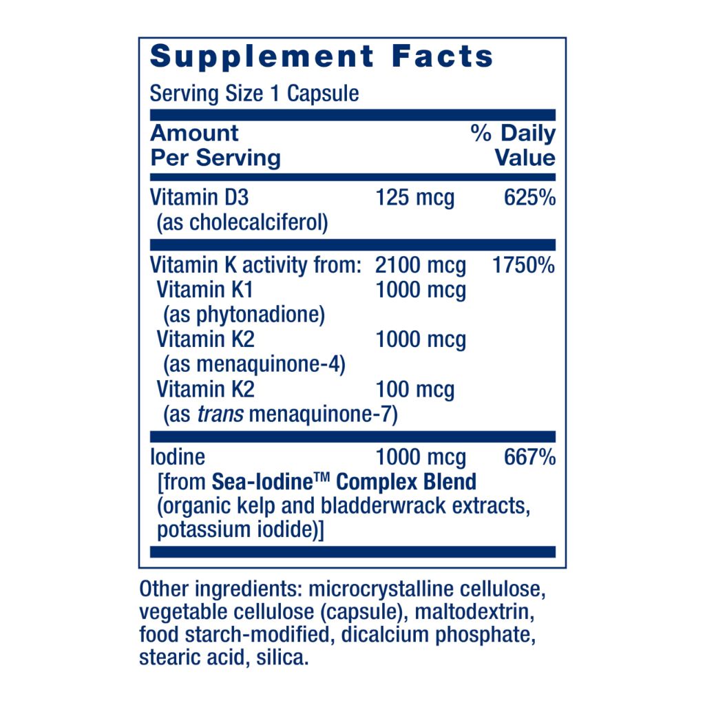 Life Extension Vitamins D and K with Sea-Iodine - 60 Capsules