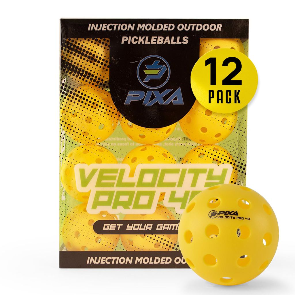 PIXA Pickleball Outdoor Pickleballs, Bright Yellow, 12-Pack