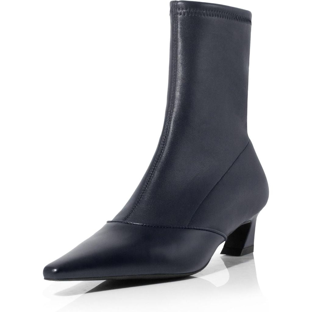 Sarawill Women's Side Zipper Dress Heel Boots, Navy, Size 9
