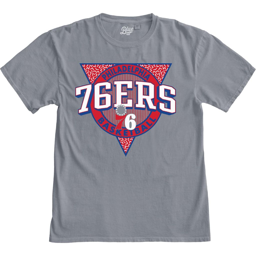 SZ M, Blue 84- Toronto Raptors T-Shirt Ringspun Triblock Gray