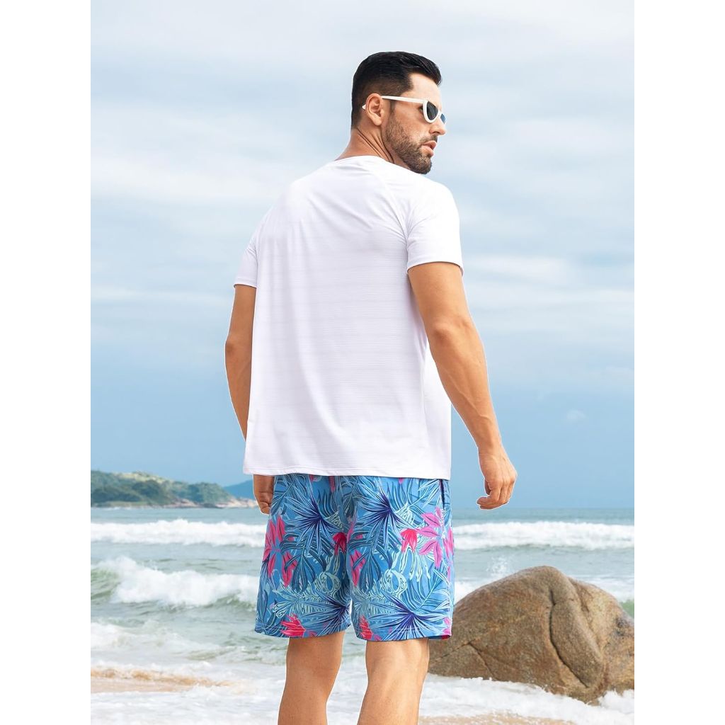 SZ S, Men's Rash Guard Swim Shirts UPF 50+ Short Sleeve Fishing Quick Dry | Dark Grey
