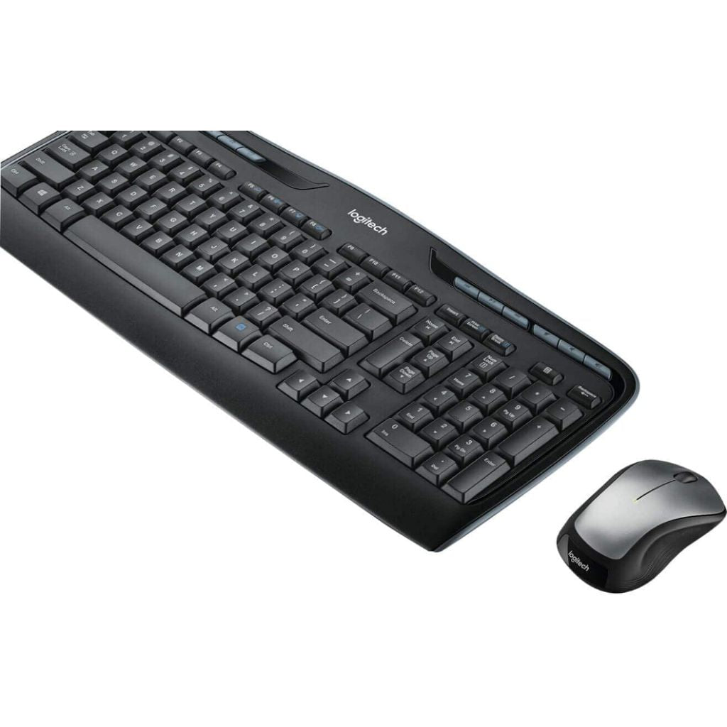 Logitech MK335 Quiet Wireless Keyboard and Mouse Combo - Black/Silver Keyboard and Mouse Combo Wireless, Ambidextrous