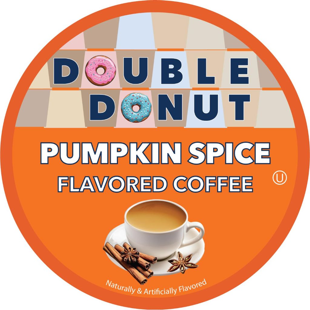 Double Donut Coffee Pumpkin Spice Coffee Pods, Single Serve Coffee for Keurig K Cups Machines, Medium Roast Pumpkin Pods, 80 Count