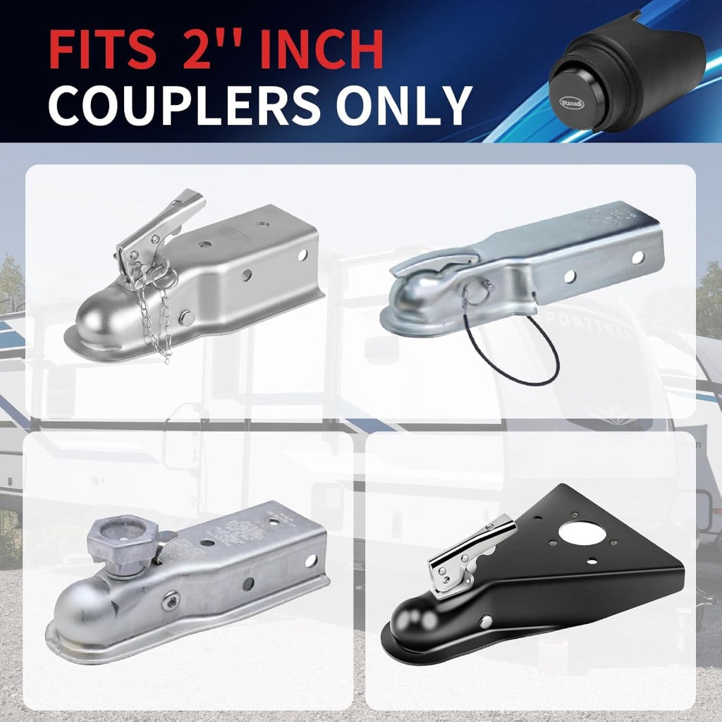 Trailer Lock Fits 2 Inch Coupler, Upgraded Heavy-Duty Steel Hitch Lock, Anti-Theft & Pry-Resistant for RV, Boat, Cargo Trailer (Black)