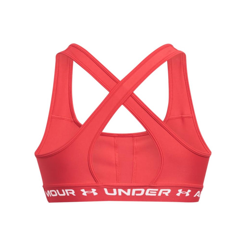 Under Armour Womens Crossback Mid Impact Sports Bra, (814) Red Solstice/Red Solstice/White, X-Small