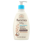 Aveeno Baby Daily Moisturizing 2-in-1 Wash & Shampoo,  with Shea Butter & Oat Extract, Coconut Scent, 12 fl. oz