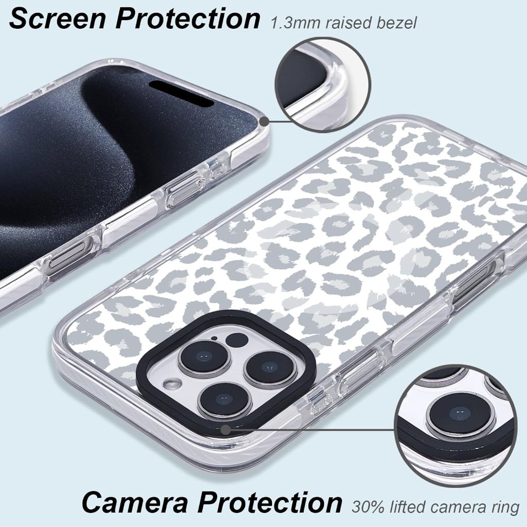 Magnetic Slim Hard PC Back Shockproof Protective Case for iPhone 16 Pro Max - Snow Leopard Print