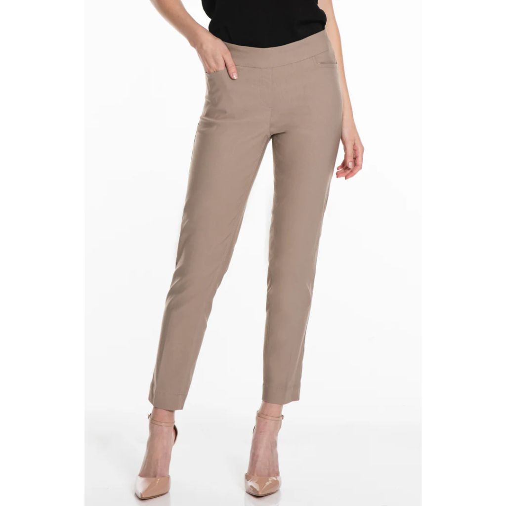 TRU LUXE Jeans Women's Four Way Stretch Pull on Skinny Ankle Jean, Truffle, 6