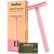 Bambaw Double Edge Safety Razor for Women With 5 Blades - Single Blade, Plastic Free Eco Razor, Reusable - Pink