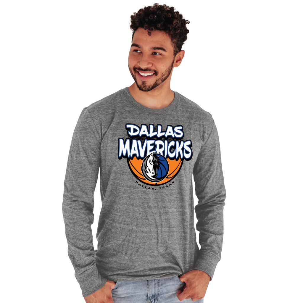 Dallas Mavericks NBA Officially Licensed Tri-Blend Long Sleeve T-Shirt Heather Gray, Medium