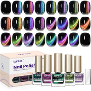 Magnetic Nail Polish Non Gel, 12 Colors Quick Dry Cat Eye Nail Polish Non Gel with Magntic for Fingernail Air Drying Fast Lacquer, Chip Resistant, Vegan, Fast Drying, Long Lasting
