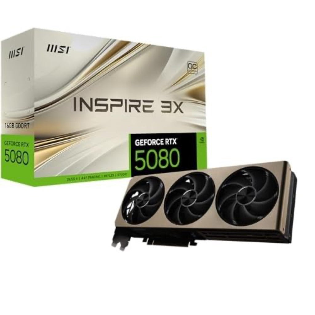 MSI - NVIDIA GeForce GeForce RTX 5080 16G INSPIRE 3X OC 16GB GDDR7 PCI Express Gen 5 Graphics Card - Gold