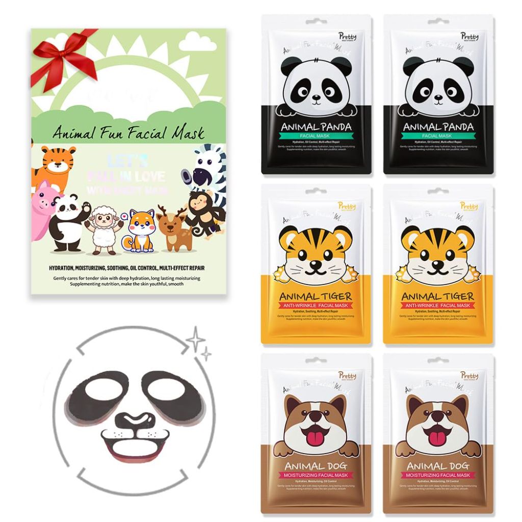 Kaely 6-Pack Animal Sheet Face Facial Masks for Women Skincare Spa
