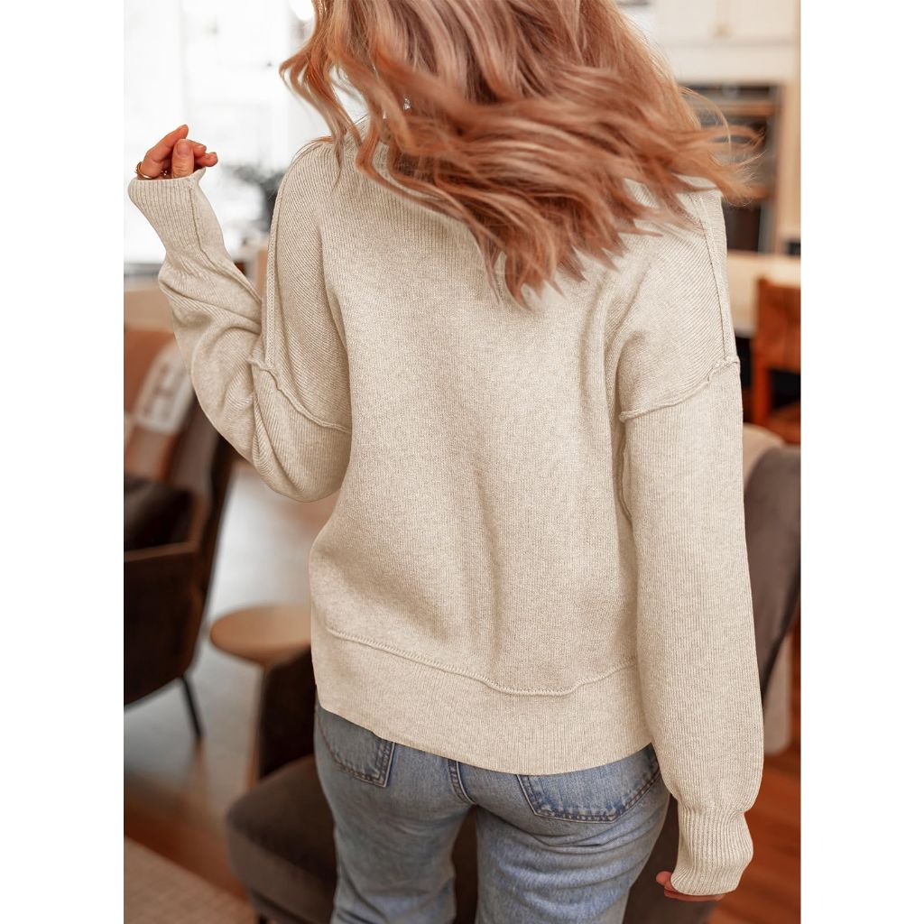 Dokotoo Oversized Sweaters for Women, Apricot, Large
