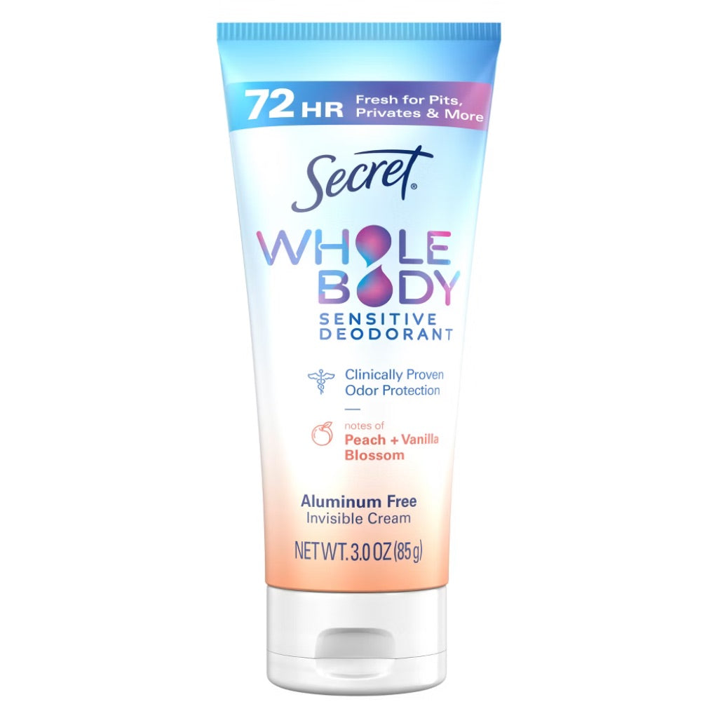 Secret Whole Women s Body Aluminum Free Deodorant Clear Cream Peach & Vanilla 3.0oz