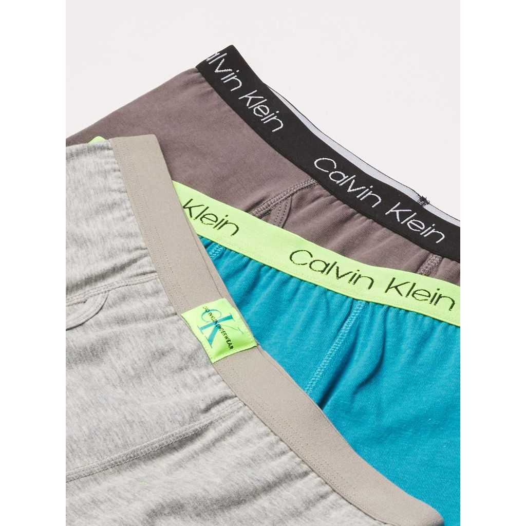 Calvin Klein Kids Boys' Modern Cotton Boxer Brief 6-Pack, Castlerock Grey/Moon Blue/Black Iris/Camo/Heather Grey/Black, Medium
