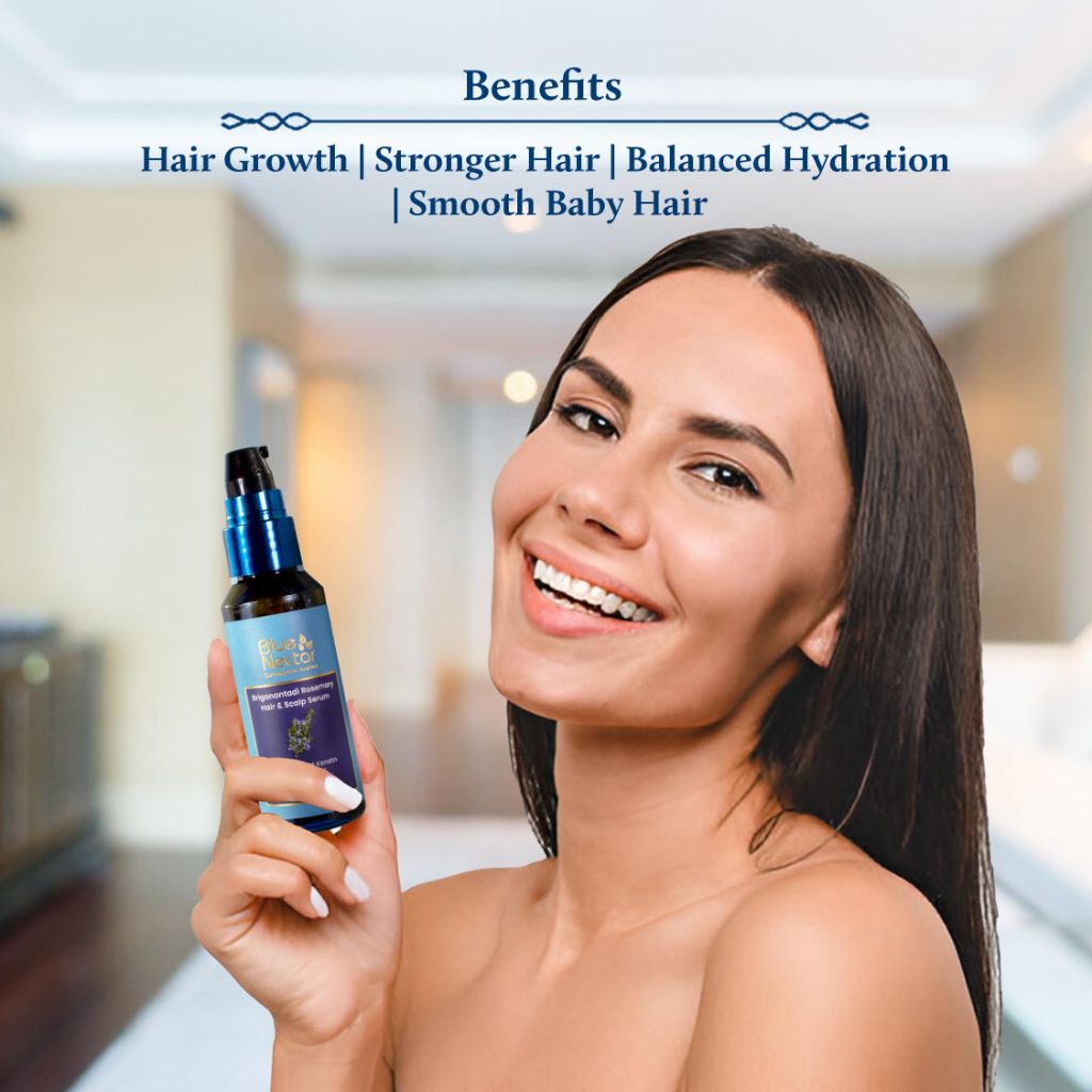 Blue Nectar Rosemary Hair & Scalp Serum for Women & Men | Advanced Hair Growth Serum for Dry & Frizzy Hair | with Plant Based Keratin (17 Herbs, 1.6 Fl Oz)