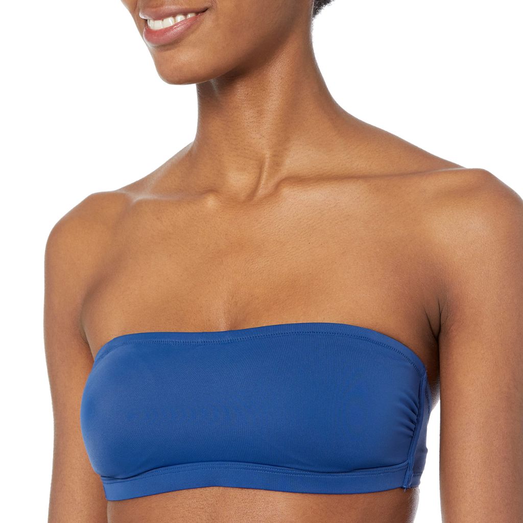 Amazon Essentials Women's Bandeau Swim Top, Deep Blue, Small
