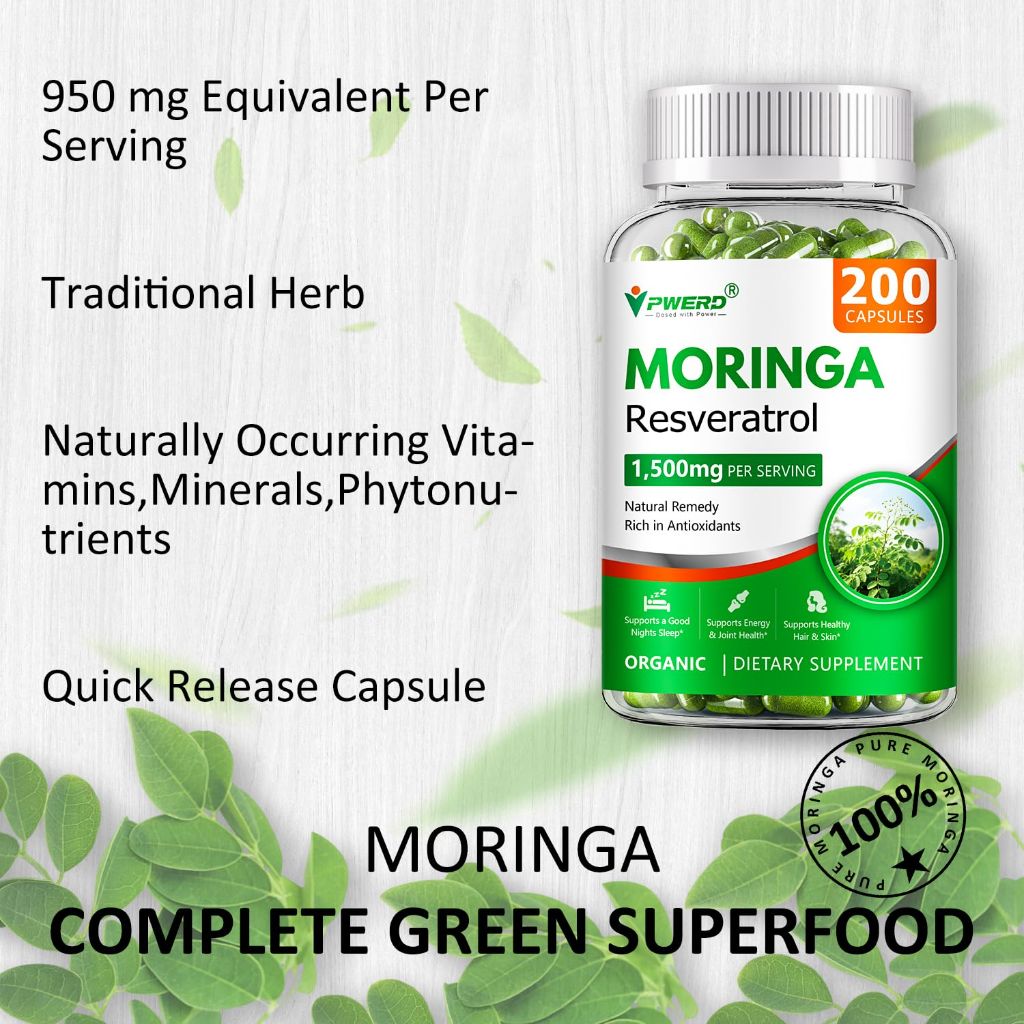 400 Count Organic Moringa Pure Powder