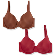 Amazon Essentials Women's Full Coverage Underwire Supportive Padded Bra, Pack of 2, Burgundy/Chocolate, 42A