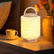 Touch Night Light, Portable Table Lamp with 3 Color Modes & Stepless Dimming, Bamboo