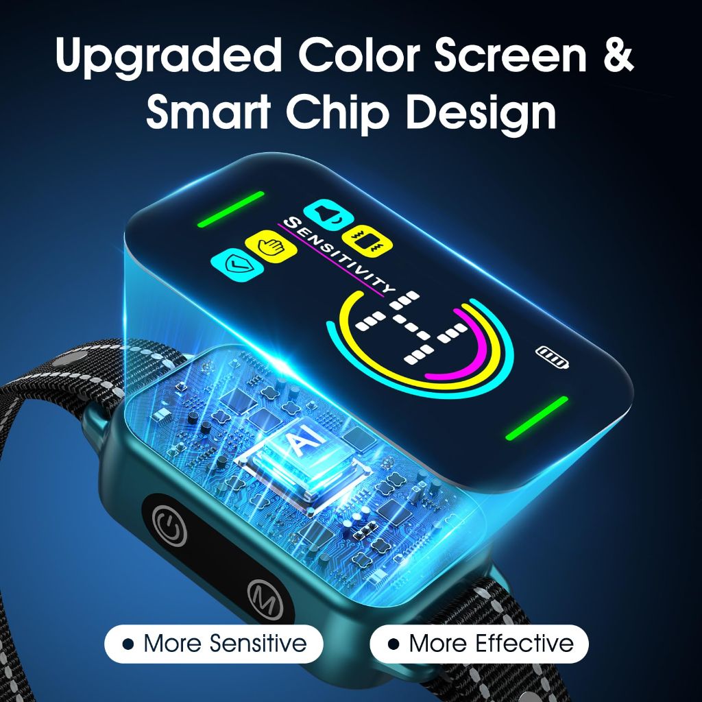 DINJOO Smart Bark Collar - Rechargeable Training Collar for Dogs(Blue)