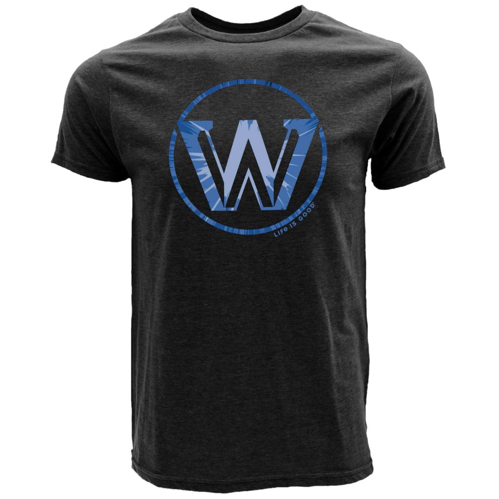 Golden State Warriors NBA Officially Licensed Life is Good T-Shirt Circle Heather Black, Large