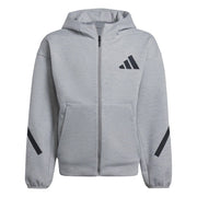adidas Unisex-Kids Z.N.E. Full Zip Hoodie, Medium Grey Heather/Black, X-Large