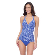 Profile by Gottex Womens Royal Blue Halter Neck Tankini Bathing Top with Soft Cups and Front Lining - size 10