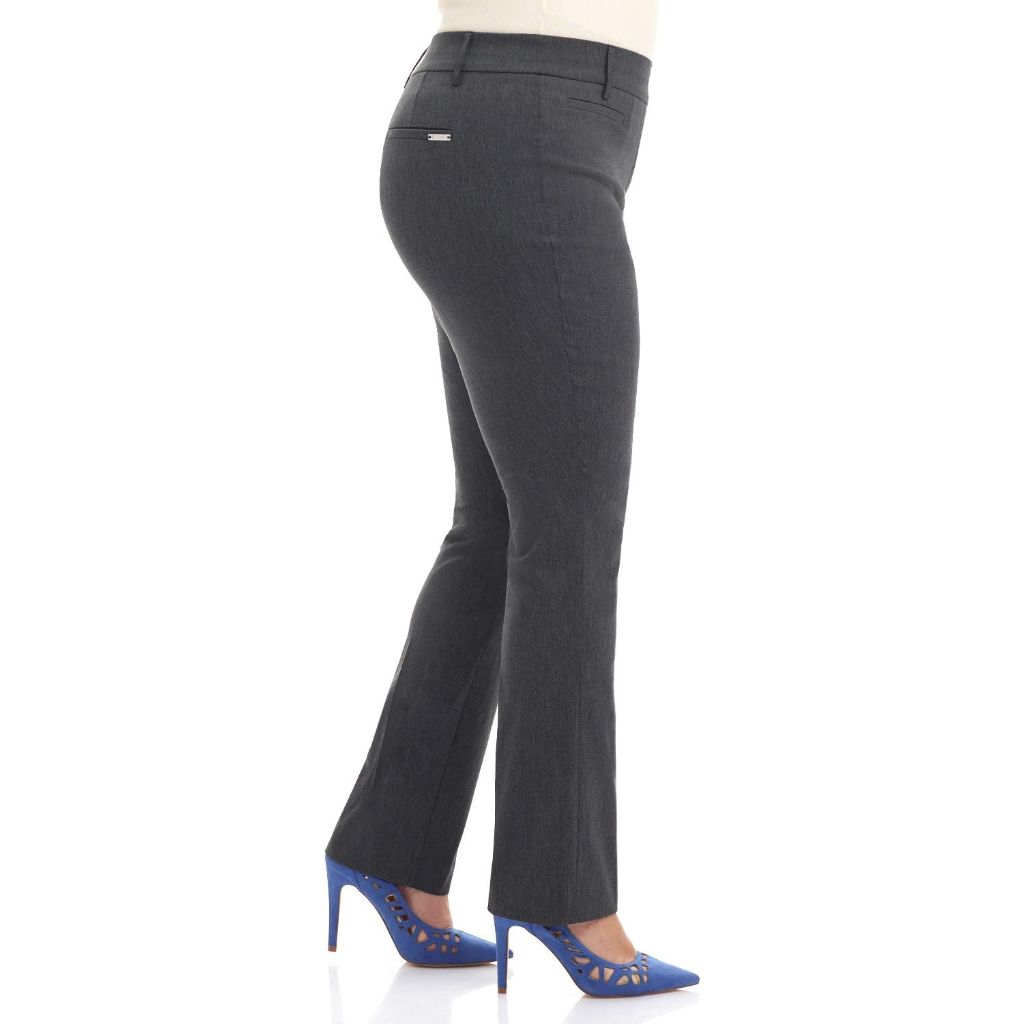SZ 14WT, Rekucci Curvy Woman Ease into Comfort Plus Size Straight Pant w/Tummy Control | Charcoal