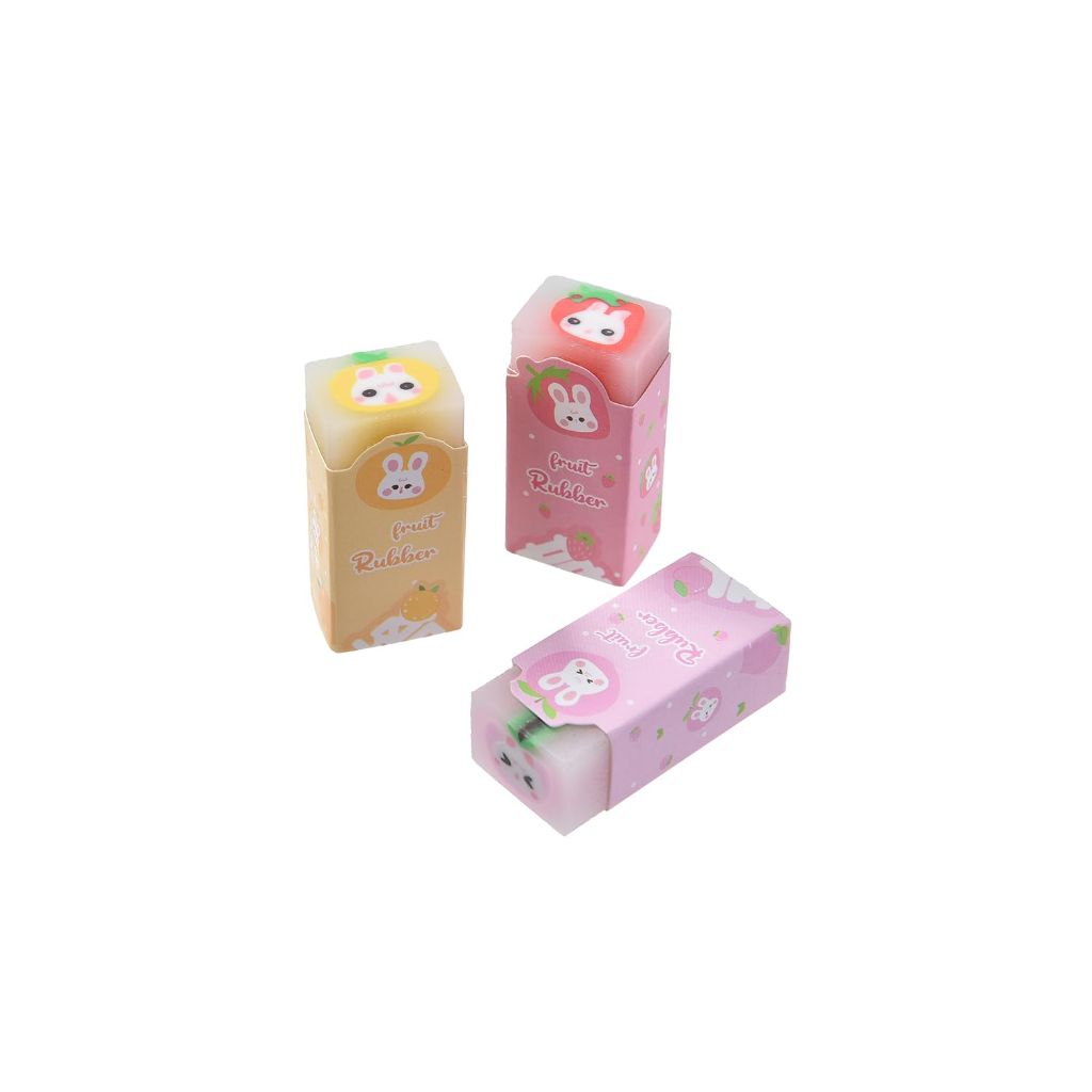 KUNFOWL 18 Pack Fruit Rabbit Jelly Erasers for Kids
