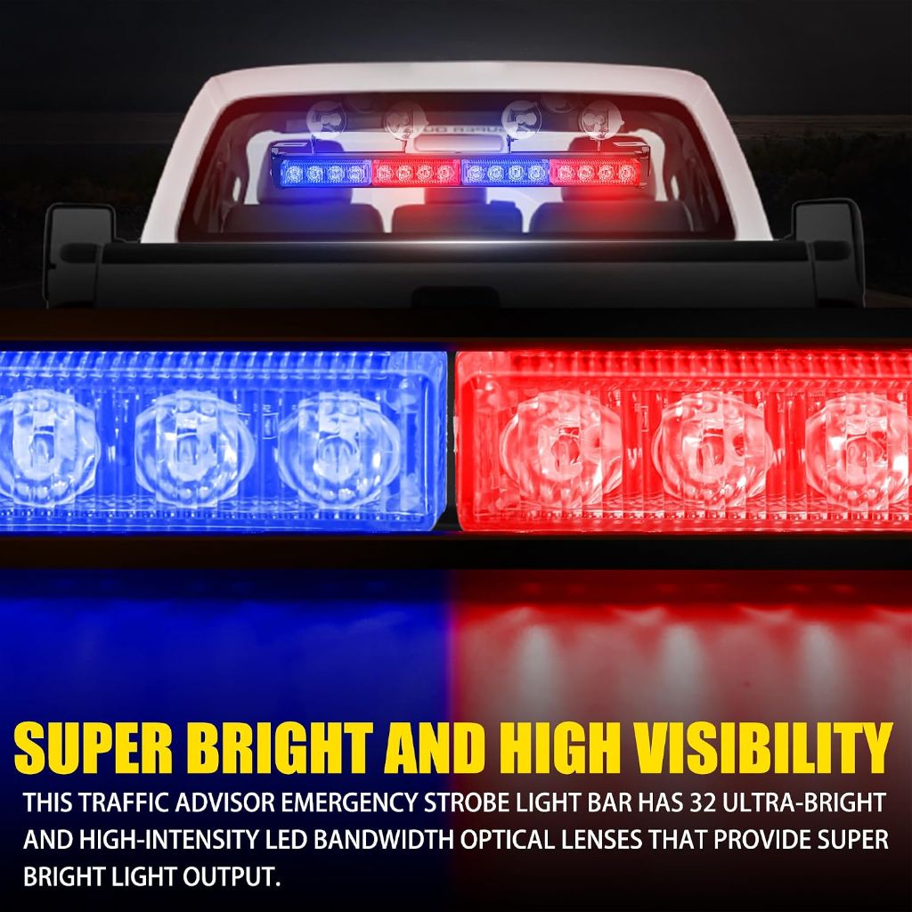 2 x 16.8 inch Emergency Strobe Light Bar. 32 LED 23 Flash Patterns