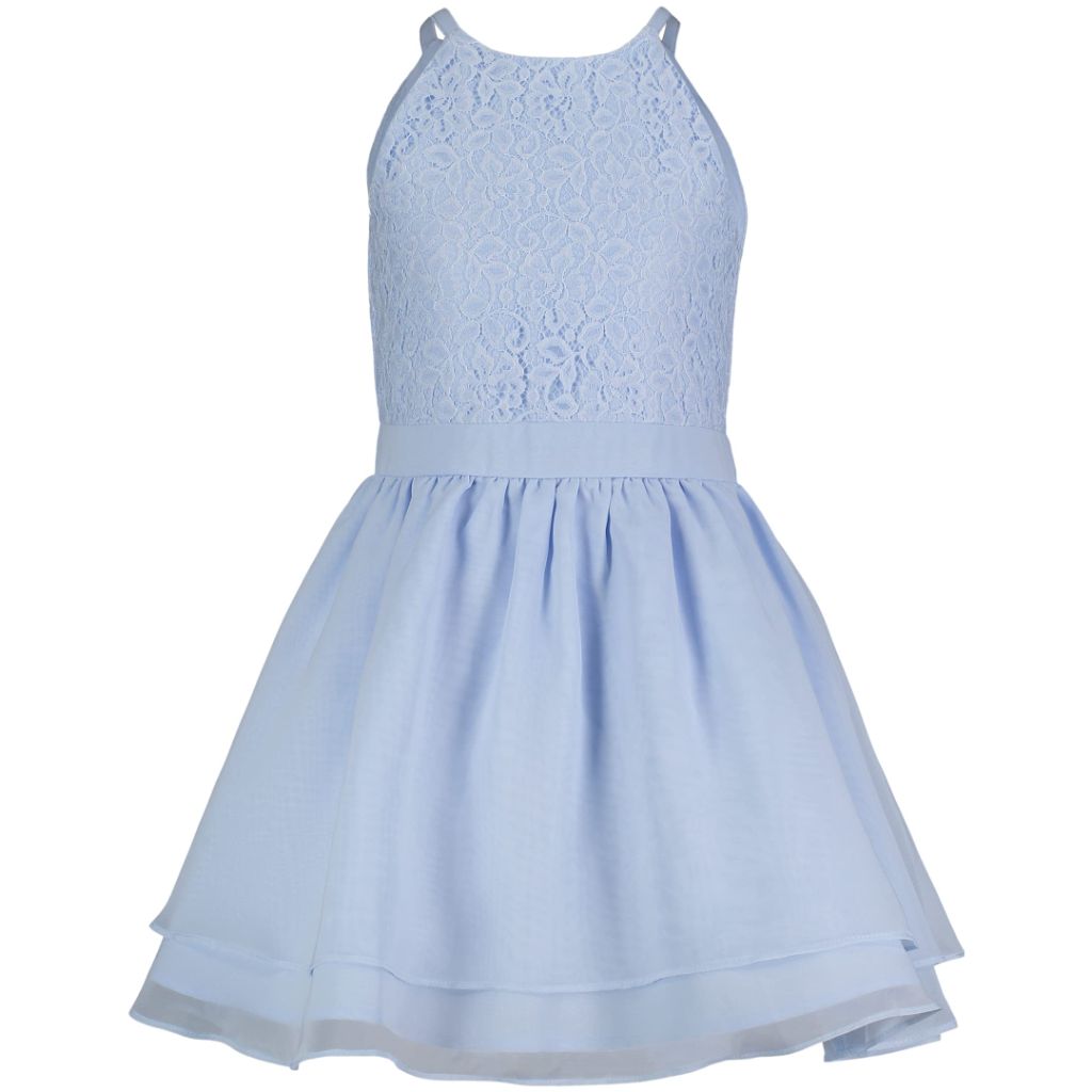 Calvin Klein Girls' Sleeveless Dress, Back Zip Closure, Light Blue Lace, SZ 14