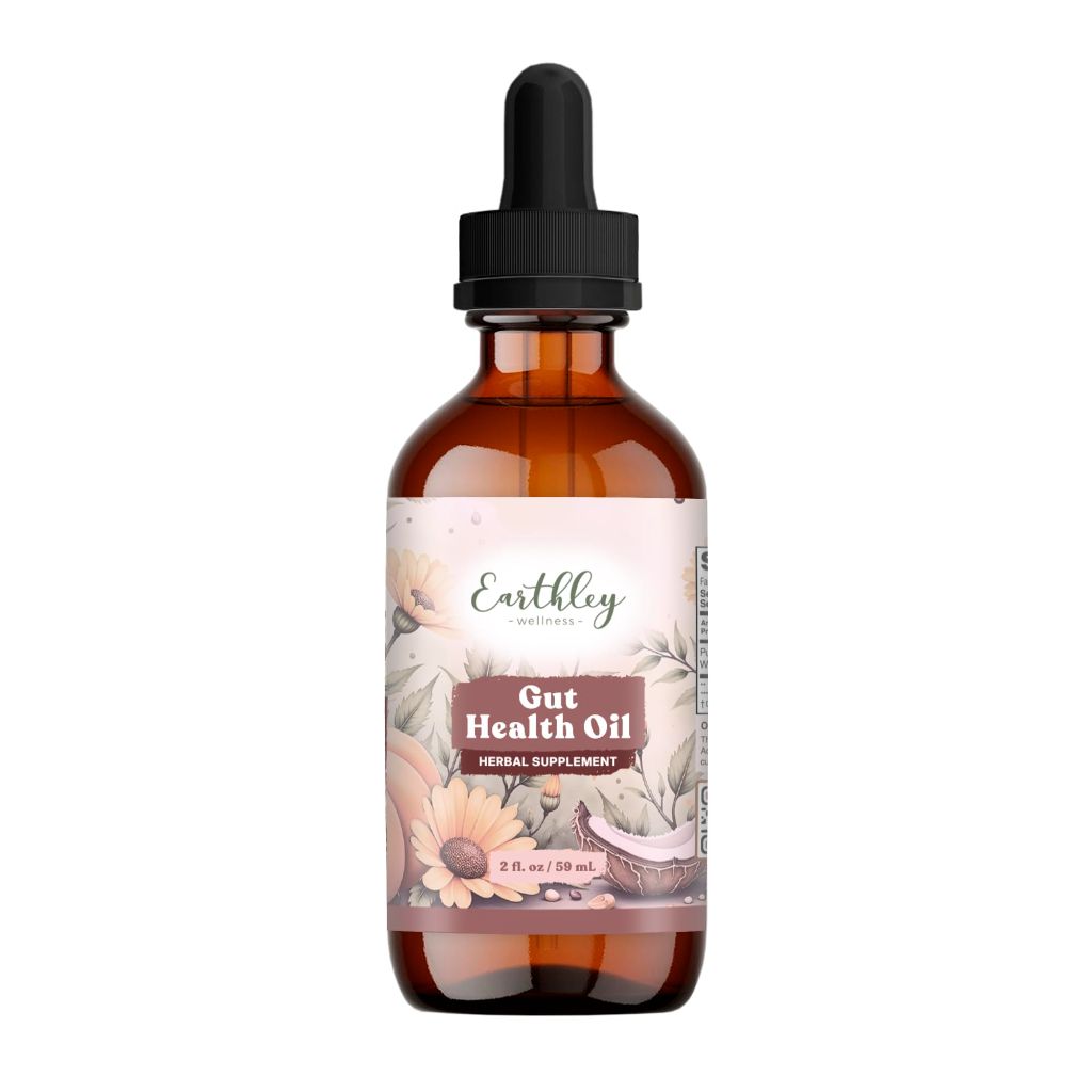 Earthley Wellness Gut Health Oil, Natural Digestive & Immune Support (2oz)