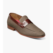 Stacy Adams Men's Gill Moc Toe Saddle Slip-On Dress Shoe - Mushroom Multi, Size 7