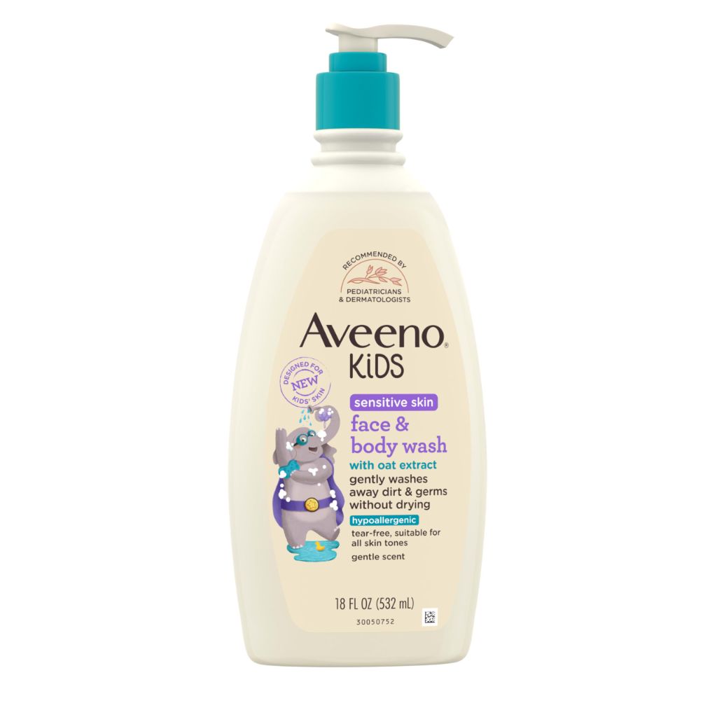 Aveeno Kids Face & Body Wash for Sensitive Skin Dye Free, 18 fl oz