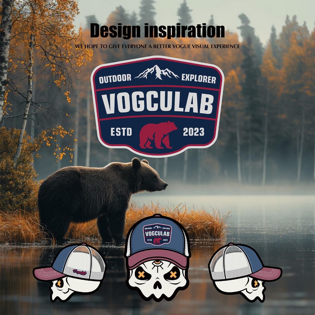 Vogculab Unisex Adult Embroidered Bear Baseball Cap - Navy/Burgundy