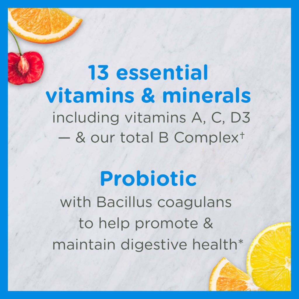 Zarbee's Kid's Complete Multivitamin + Probiotic Gummies with Vitamins A B C D E & zinc - Natural Fruit | 70 Count