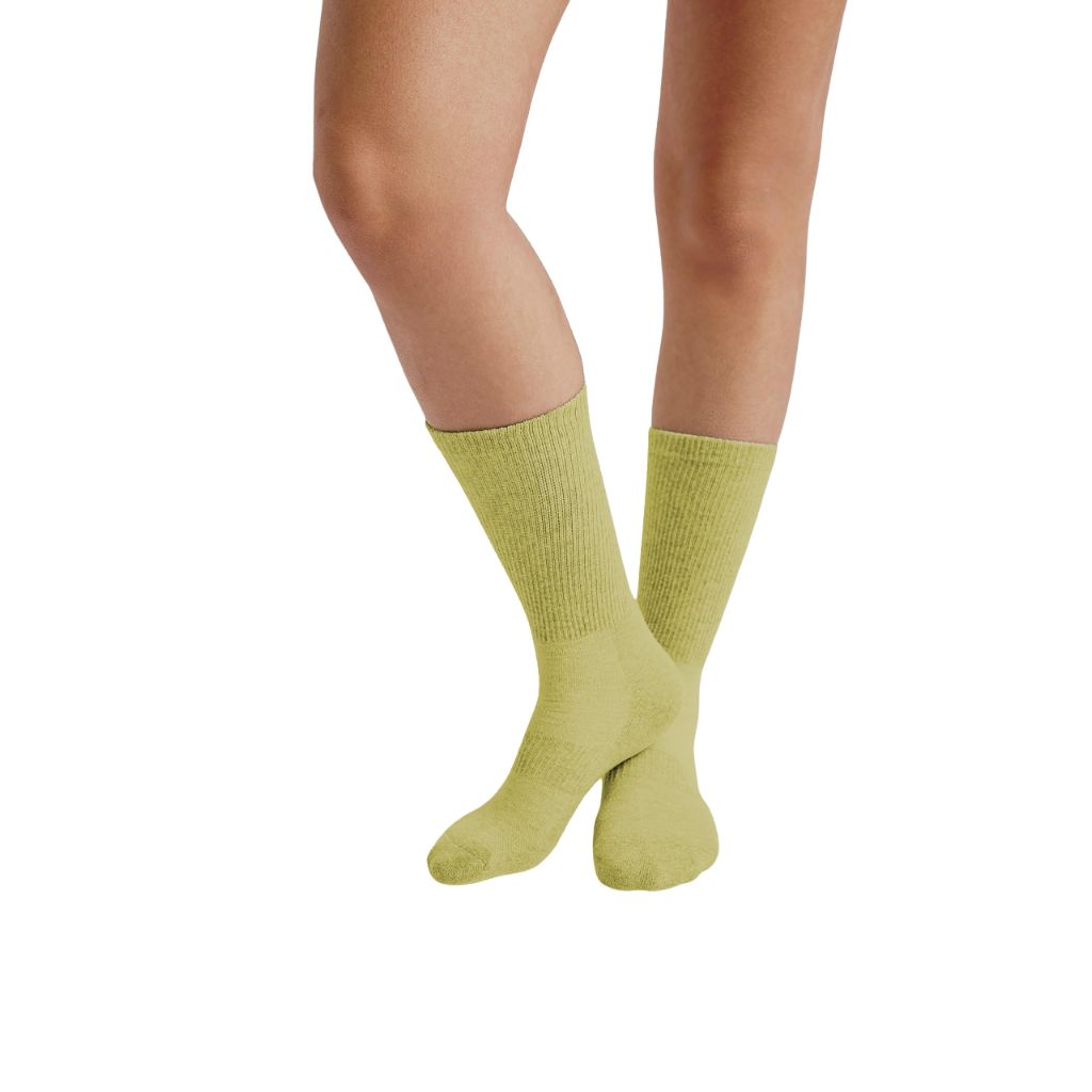 Organic Basics Unisex Core Tennis Crew Socks 3-pack, Matcha Green, 7-9