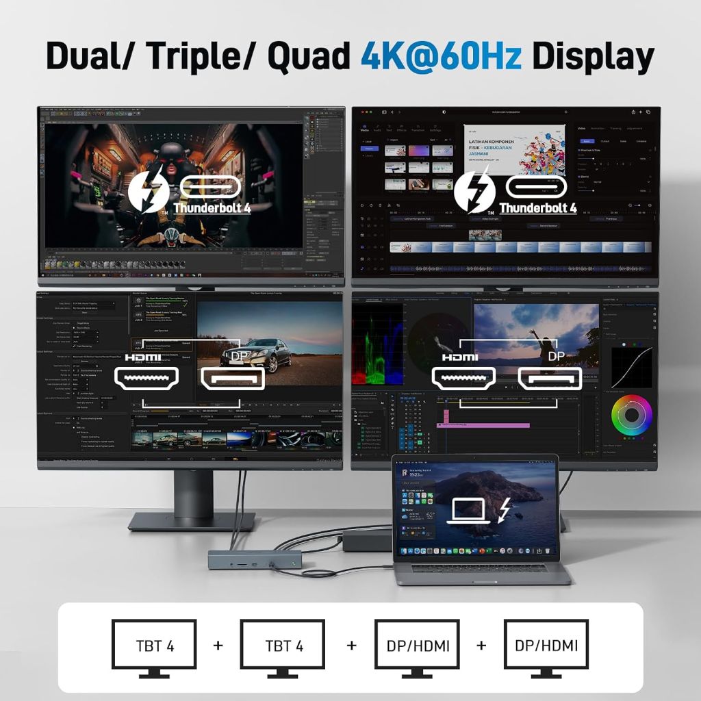Acer Thunderbolt 4 Dock, 16-in-1 DisplayLink Docking Station, USB-C/HDMI