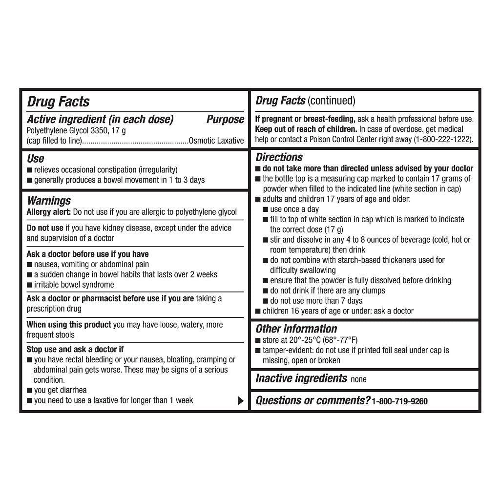 GoodSense Polyethylene Glycol 3350 Powder for Solution, Osmotic Laxative - 26.9 Ounce