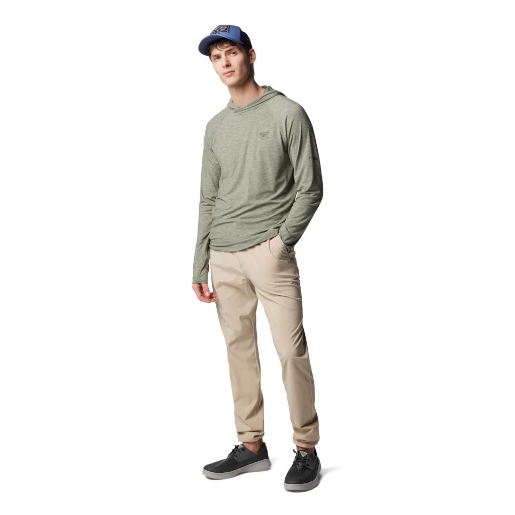 Columbia Men's PFG Uncharted Hoodie, Cypress Heather, 1X Big