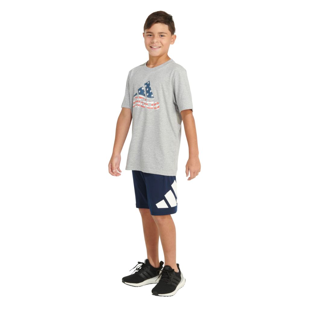 Adidas Boys Short Sleeve USA Proud Heather Tee, Medium Grey Heather, 2T