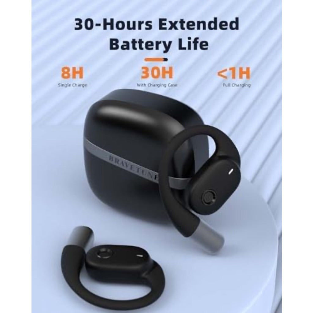 LovinFive Open Ear True Wireless Earbud Headphones w/Charging Case - Black